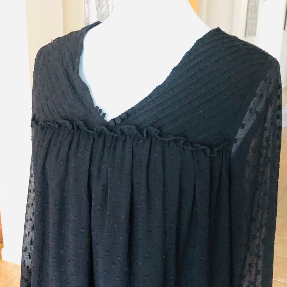 Zara Basics gauze bell sleeve shift dress M